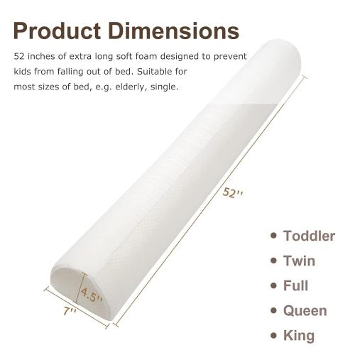 YIHATA Bed Bumpers for Toddlers 1 Pack Bed Rail for Toddlers Foam Safety Bed Guard Rail for Kids with Non-Slip Water Resistant and Washable Cover Bed Bumper for Twin, Queen, King, Full Bed
