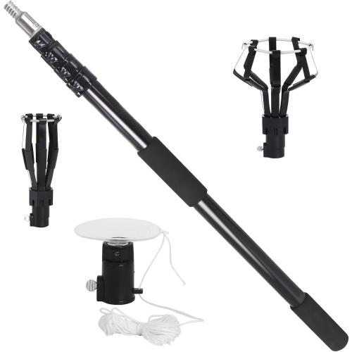 18FT Reach Light Bulb Changer for High Ceilings with Telescopic Extension Pole，3-12FT Light Bulb Extension Pole Changer with Baskets and Suction Cup for High Ceilings and Recessed Lights