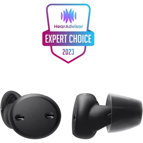 Color Black Sony CRE-E10 Self-Fitting OTC Hearing Aids for Mild to Moderate Hearing Loss, Prescription-Grade Sound Quality, Comfortable Earbud Design, Bluetooth Enabled for iOS, and Rechargeable Battery, Black