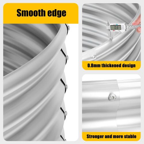 Silver 48 inch Fire Pit Ring, 4FT Galvanized Fire Ring, Wood Burning Fire Pits Ring, Outdoor Fireplace Height 18 Inch, Round Camp Fire Ring, Bonfire Pit for Camping, Backyard (4x4x1.5FT)