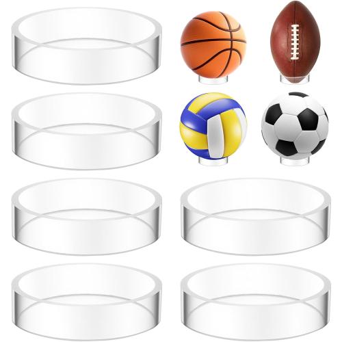 6 PCS 2.6 Inch Clear Sphere Display Stand, Clear Plastic Sport Ball Holder Acrylic Round Clears Soccer Ball Display Rack Stand Sphere Holder for Spheres Football Basketball Volleyball Soccer Softball