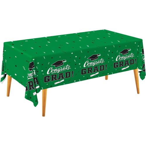 Gatherfun Graduation Party Decorations, Gongrats Grad Tablecover for Graduation Party Supplies, 3 pcs Green Table Cloths, 54x108