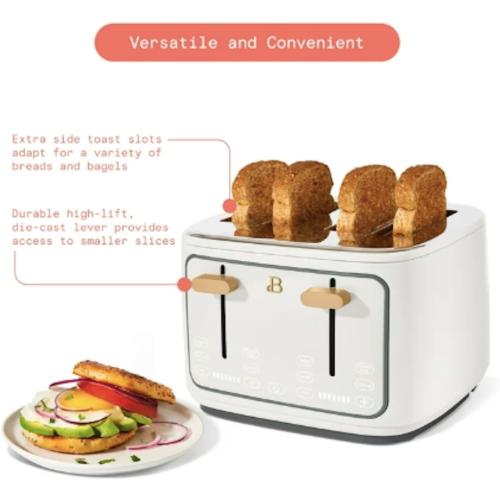 4-Slot Toaster with Touch-Activated Display (White) NEEDS CLEANING