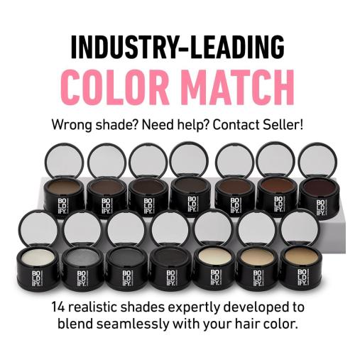 BOLDIFY Hairline Powder - Water-Resistant Root Touch Up Hair Color for Gray Coverage - 24-Hour Stain-Proof, Mess-Free Hair Powder for Thinning Hair - Dark Gray