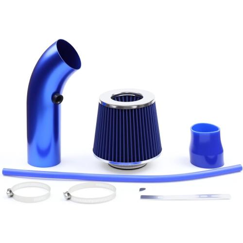 Cold Air Intake Pipe, 76mm 3 Inch Universal Performance Car Cold Air Intake Turbo Filter Aluminum Automotive Air Filter Induction Flow Hose Pipe Kit (BLUE)
