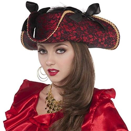 Red Lace Pirate's Hat - Women Size, 1 Pc