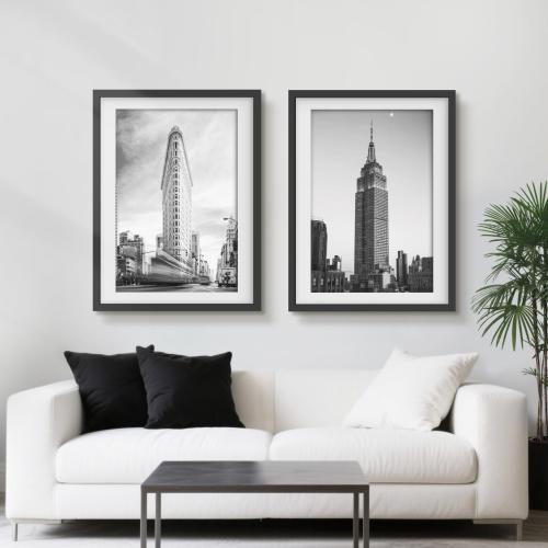 Picrit 20x27 Picture Frame 3 Pack, Black Puzzle Frame, Display Poster 16 x 24 with Mat or 20 x 27 without Mat for Horizontal or Vertical Wall Mounting