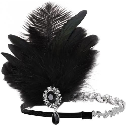 1920s Flapper Headpiece Black Flapper Accessories Gatsby Headpiece For Women
