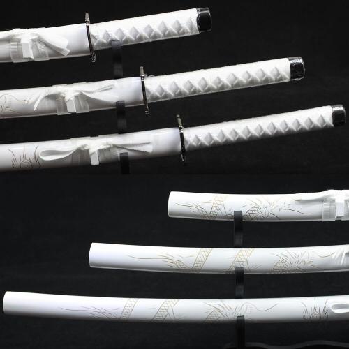 White Carbon Steel Real Katana Set Ornaments Handicrafts Japanese Samurai Sword