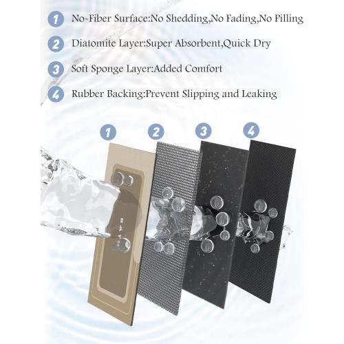 MontVoo-Bath Mat Rug Long Non Slip Super Absorbent Bathroom Runner Stain Resistant Quick Dry Thin Bathroom Mat Fit Under Door-24x70,Beige