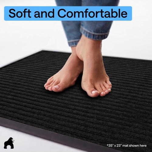 GORILLA GRIP Waterproof Traffic Guard Door Mat, Indoor and Outdoor Heavy Duty Entryway Mats, Strong Backing Commercial Utility Rugs, Office Hallway, Garage and Patio, Low Profile Runner,