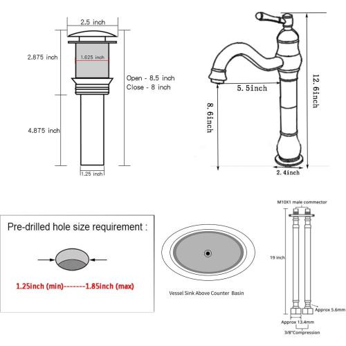 GGStudy 360° Swivel Chrome Single Handle One Hole Bathroom Sink Faucet Matching with Pop Up Drain