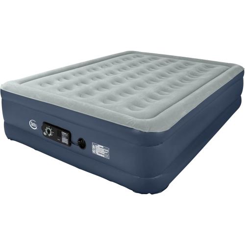 Serta Raised Air Mattress with Never Flat Pump | Luxury Inflatable Mattress with Built in Air Pump to Ensure a Good Night’s Rest | Heavy Duty Blow Up Mattress with Self Inflating Pump