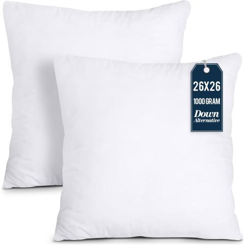 Utopia Bedding Throw Pillows Insert (Pack of 2, White) - 26 x 26 Inches Bed and Couch Pillows - Indoor Decorative Pillow