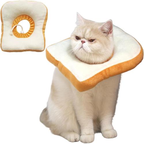 Cat Cone Collar Soft, Cute Toast Collar for Cats After Surgery, Adjustable Pet Neck Cones to Stop Licking for Kitten/Small Dog|Collars