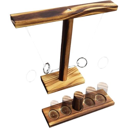 Wooden Ring Toss Game - Classic Hook and Ring Toss Game for Adults - Fun Table Game for Parties and Family Gatherings Christmas Games