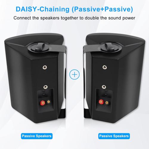 Herdio 6.5 Inch 400W Outdoor Speakers Wired Waterproof with Powerful Bass,Wall Mount Speakers for Patio Garage Covered Deck,All-Weather(Pair,Black)