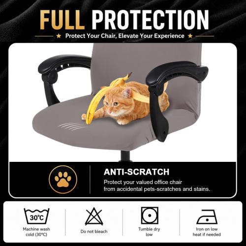Elastic Computer Chair Cover with Durable Zipper - Protective Removable Washable Universal Office Desk Chair Seat Slip Cover - Stretchy Soft Anti-dust Desk Chair Seat Protector for Dogs, Cats, Pets