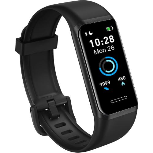 Black Activity Fitness Tracker with Heart Rate Monitor, Blood Oxygen, Sleep Monitor, Fitness Watch with Pedometer, IP68 Swimming Waterproof, Smart Watch with Step Tracker for Women Men