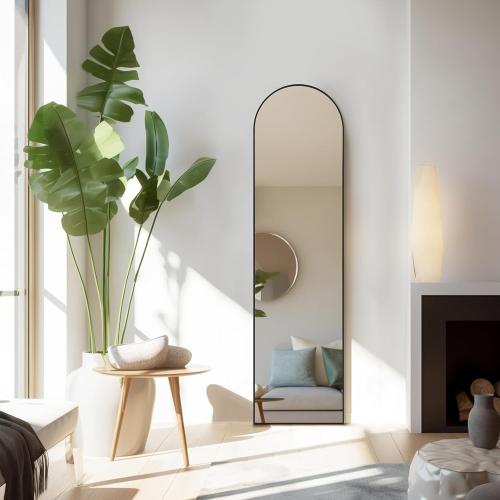 Arched Mirror Full Length, Upgraded 16x59 Body Wall Mirrors with Shatter-Proof Glass, Floor Standing, Hanging or Leaning, Tall Mirror with Stand Aluminum Alloy Frame for Bedroom Cloakroom