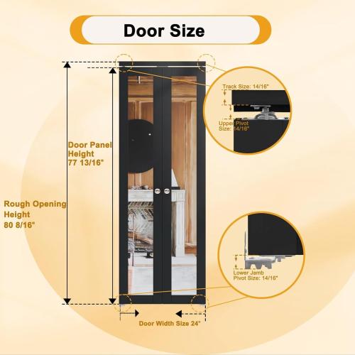 Pivot-French Or Bi-Fold Mirrored Door Solid Manufactured Wood with Installation Hardware Kit(Closet-Pantry) (See the picture for the size)