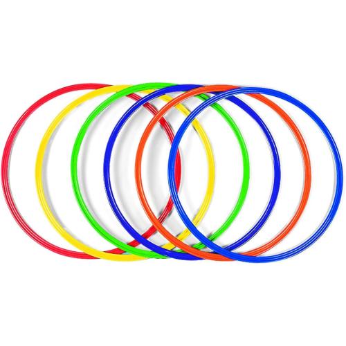 Fun Express Large 20 Inch Obstacle Course Agility Rings Set of 6 - Professional PE Equipment for Elementary School Physical Education | Carnival Games Ring Toss for Kids Outdoor Play & Field Day