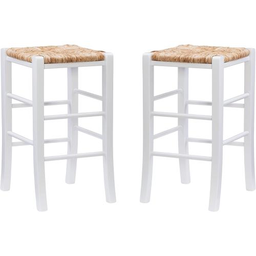 Counter Stool with Woven Seagrass Seat, Set of 4 (with some scratches, see the photos)