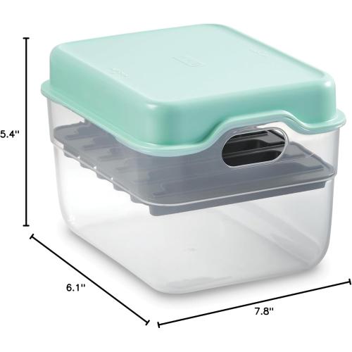 DASH MultiMaker Mini System Removable Plate Storage Case - Plate Organizer with Lid - Stackable Countertop or Cabinet Organizer Storage for Removable Plates - Aqua, 2PK