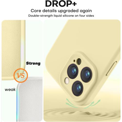 Vooii Compatible with iPhone 14 Pro Case, Liquid Silicone Upgrade [Camera Protection] [Soft Anti-Scratch Microfiber Lining] Shockproof Phone Case for iPhone 14 Pro 6.1 inch - Creamy Yellow