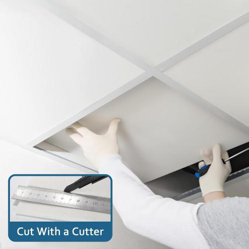 SUNWINGS 10-Pack Drop Ceiling Tiles, 24 x 48 White PET Decorative Ceiling Felt, 2ft x 4ft PET Waterproof Fire-Rated Covering Panels for Kitchen Bathroom Basement, Cover 80 Sq. Ft.