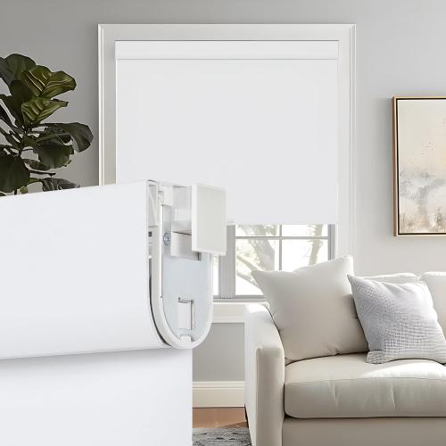 Persilux No Drill No Tools 100% Blackout Roller Shades for Window Blinds Cordless Room Darkening Roller Blinds, UV Protection Thermal Insulated Shades for Home Easy to Install (White, 31.5W x 72H)