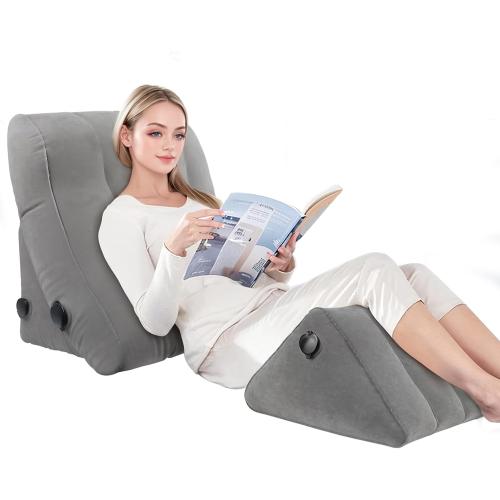 Inflatable Wedge Pillow Set for Sleeping, Bed Wedge Pillow Set for Travel, Post Surgery Pillow for After Surgery, Knee & Back Pain, Acid Reflux, GERD, Anti Snoring, Heartburn