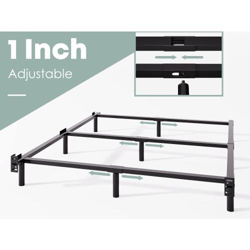 Full Bed Frame,9 Inch Heavy Duty Base for Box Spring, 9-Leg Support,Easy Assembly,Non-Slip,Noise-Free, Black