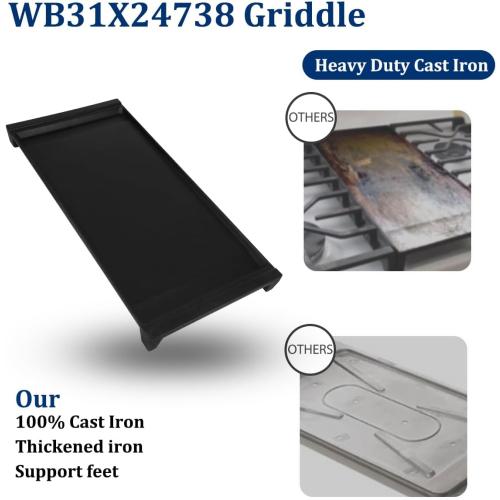 UPGRADED WB31X24738 Griddle Replacement Parts for ge Stove,Replace WB31X24998 Griddle,WB31X24998 Plate for ge Gas Stove Top Parts,Free Standing Range Center Burner Heavy Duty Cast Iron