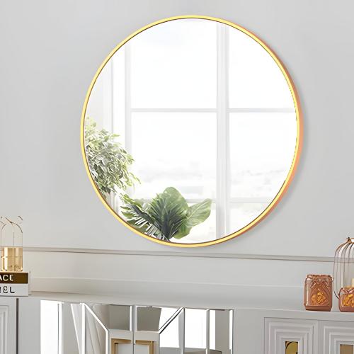 CONGUILIAO Circle Mirror Gold 28 Inch Round Wall Mounted Mirror, Large Bathroom Mirror, Wall Mounted Over Sink Vanity Mirror for Living Room Washrooms Entryways Decor