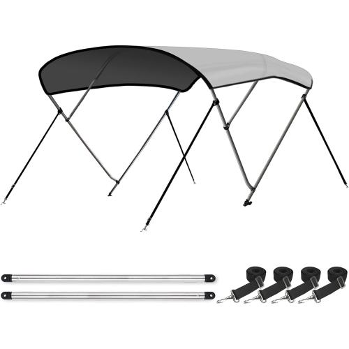 Leader Accessories 10 Colors 3 Bow 4 Bow Bimini Top Cover for Boat Includes 4 Straps 2 Rear Support Poles Mounting Hardwares Storage Boot with 1 Aluminum Frame