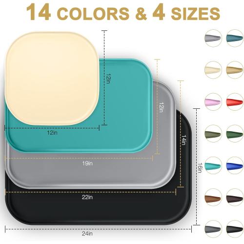 Silicone Pet Feeding Mat with Raised Edge for Food and Water, Dog Bowl Mats, Cat Bowls Placemat with High Lip for Floor Waterproof, Rubber Tray for Cats and Dogs 19 x 12 x0.7 Black