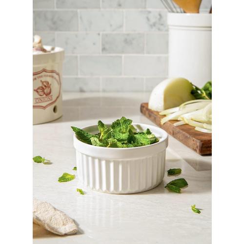 White 8oz 4 Pack LE TAUCI Ramekins 8 OZ Oven Safe, Creme Brulee Ramekins, Pudding Custard Cups Souffle Ramiken, Dipping Sauce Dishes, Ceramic Ramekin Bowls Set of 6, White
