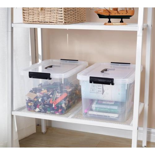 Clear Storage Latch Box 12 Quart, Plastic Organizing Box/Bin with Lid and Black Handles, 6-Pack