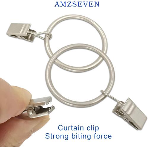 40 Pack Metal Curtain Rings with Clips, Drapery Clips Hooks, Decorative Curtain Rod Clips 1.5 in Interior Diameter, Matte Silver