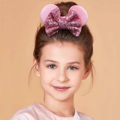 6 Pack Mouse Ears Scrunchies Velvet Sparkle Sequin Mouse Bows Hair Scrunchies Hair Ties Elastic Rubber Bands Ponytail Holders for Kids Women Girls Christmas Party Decoration