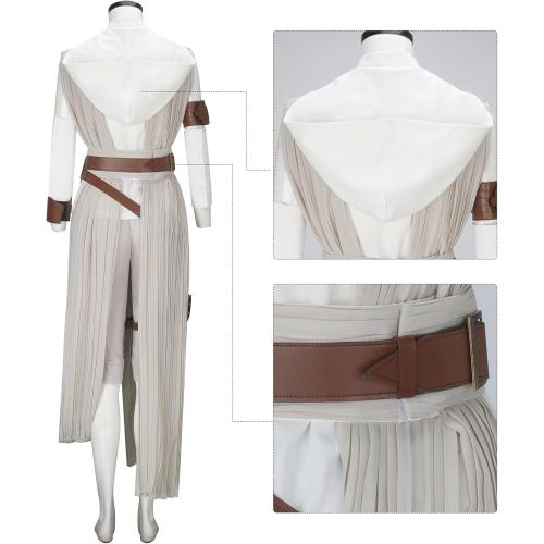 Size Large Womens Rey Costume Adult Jedi Cosplay Suits Deluxe Tops Pants Outfit Full Set with Belt for Halloween