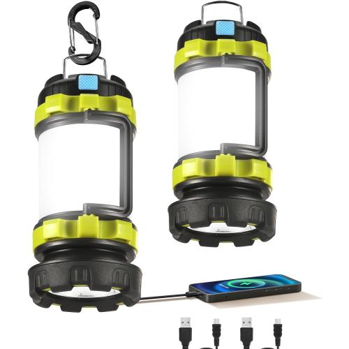 2 Pack LED Camping Lantern Flashlight Rechargeable, Consciot Portable Torch with 6 Light Modes, 3600mAh Power Bank, IPX4 Waterproof, USB C, Camping Lights for Hurricane, Emergency, Survival Kits