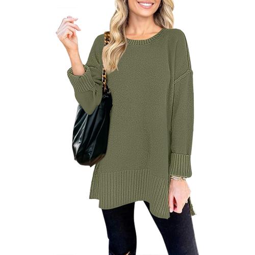 MEROKEETY Women's Fall Winter Oversized Pullover Sweater Spring Casual Loose Crew Neck Long Sleeve Side Split Jumper Tops