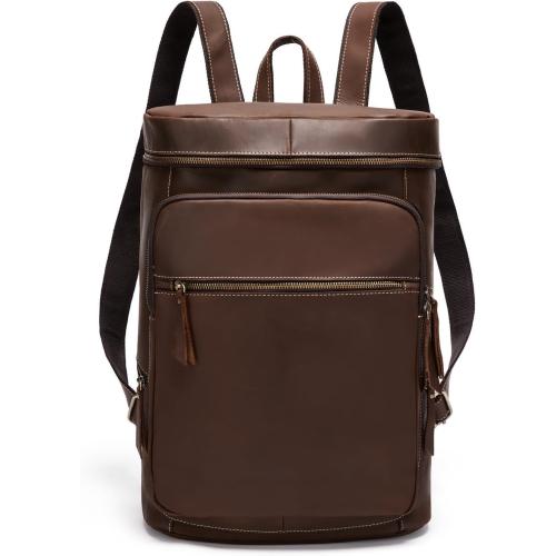 Retro Genuine Leather Backpack, Men's Fashionable Travel Bag And Camping, Practical Men's Travel (Brow)