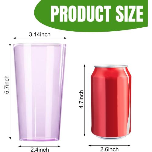 Liacere Color Plastic Drinking Glasses - (Set of 12) 18oz Color Plastic Glasses Colors Reusable，Kitchen Water Glasses Cup, Bar Tumbler Glassware Set for Beer, Juice, Cocktail, Whiskey, Milk