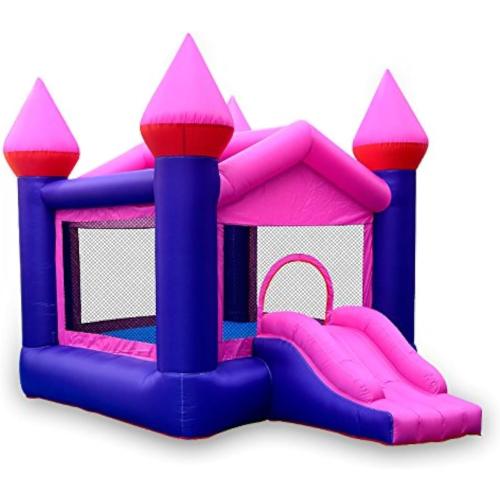 Inflatable Pink Bounce Castle House Kids Party Bouncy House with Commercial Grade Air Blower Included