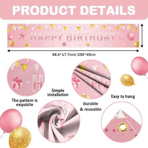 50th Birthday Party Decorations for Women, Rose Gold Vintage 1975 50th Birthday Decorations Door Banners, Fifty Years Birthday Party Supplies for Indoor Outdoor Decor