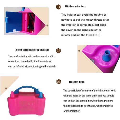 Balloons Air Pump Sohapy Dual-Nozzle Portable Electric Balloon Blower Pump/Electric Balloon Inflator for Decoration (110-120V 600W)