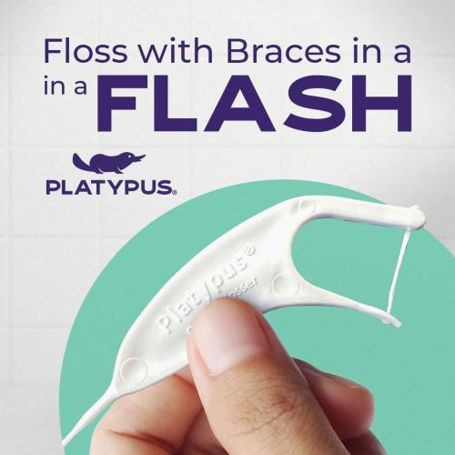 Platypus Orthodontic Flossers for Braces, 30 Count (Pack of 1), Ortho Picks for Adults & Kids, Fits Under Arch Wire, Non-Damaging, Encourage Flossing Habits